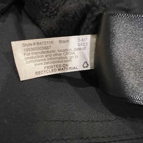 ZeroXposur Kids Small 6 7 Black Winter Snow Suit Bib Overalls Ski Suit - Picture 11 of 12